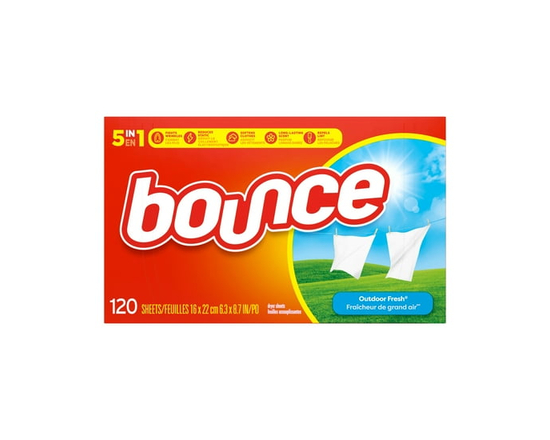 Bounce Feuilles Assouplissantes, Parfum Fraîcheur de Grand Air 120CT - 120 Unités