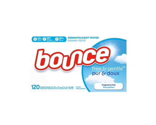Bounce Free & Gentle Dryer Sheets, Unscented 120CT
