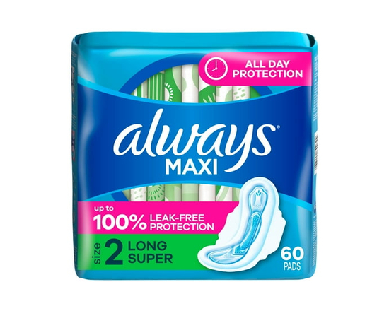 Always Maxi Feminine Pads with Wings for Women, Size 2, Long Super Absorbency, Unscented - C-2