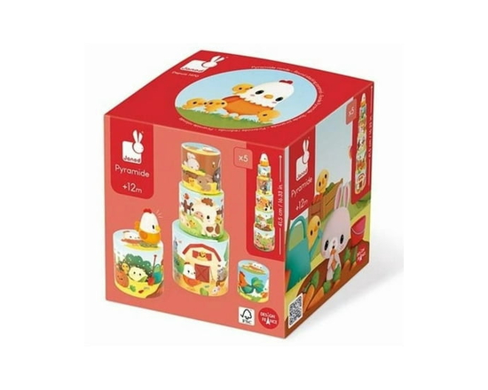 Janod - Farm: My First Pyramid - Hen - Wooden toy - 12 months +