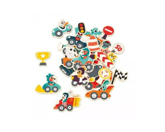 Janod Wooden Magnets - Imagination and Creativity Sets (Vehicles) - 2 to 5 years old