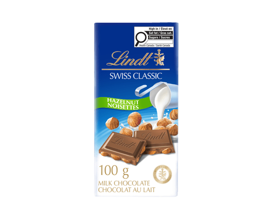 Lindt SWISS CLASSIC Hazelnut Milk Chocolate Bar, 100 Grams - 100 g