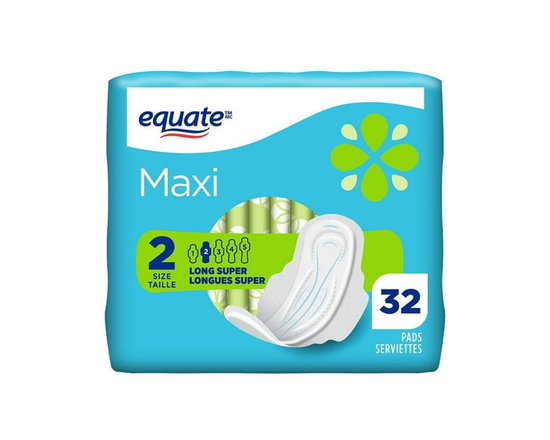 Serviettes maxi longues Equate ultra absorbantes avec Flexi-Wings, taille 2, 32 unités - C-2
