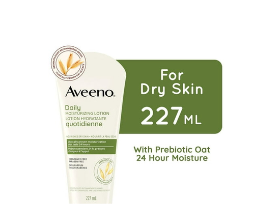 Aveeno Daily Moisturizing Lotion, Dry Skin, Non-Comedogenic, Prebiotic Oat, Daily Moisturizer, Fragrance Free - One Size