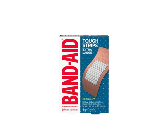 Band-Aid Brand Tough Strips Adhesive Bandages for Wound Care, Durable Protection for Minor Cuts and Scrapes, Extra Large Size - 10