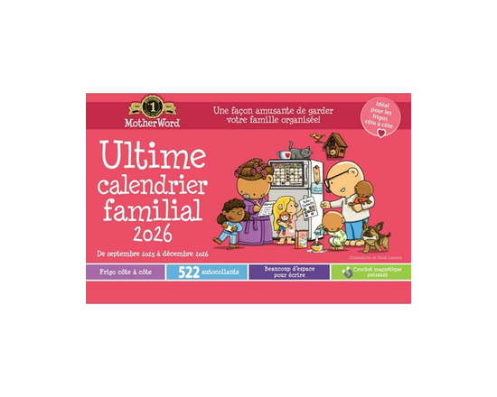 Calendrier magnétique Motherword 2026 pour réfrigérateur/mur (Version Côte à Côte) - Français - 15 X 9-1/2