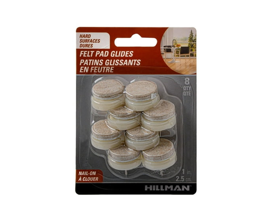 FURNITURE GLIDES 1" WITH OATMEAL FELT - One Size