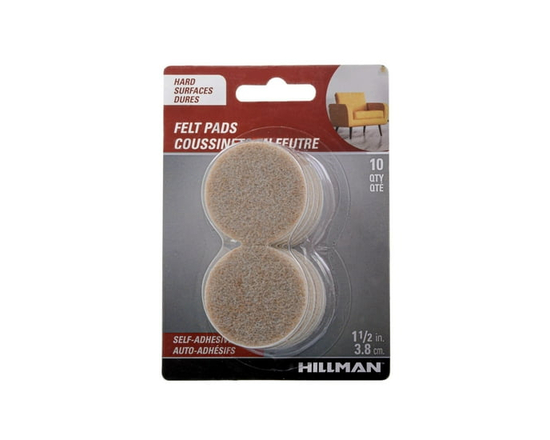 FELT PADS 1-1/2" ROUND OATMEAL 10PC - Variable