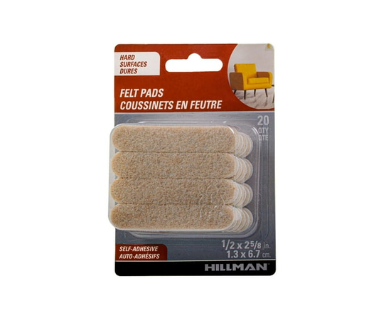 FELT STRIPS 1/2" X 2-5/8" OATMEAL 20PC - One Size