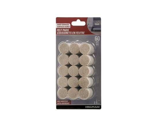 FELT PADS 1" ROUND OATMEAL 60PC - One Size