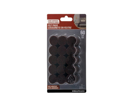 FELT PADS 1" BROWN 60PC - One Size