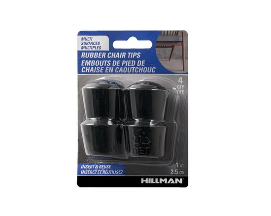 RUBBER CHAIR TIPS 1" BLACK 4PC - One Size