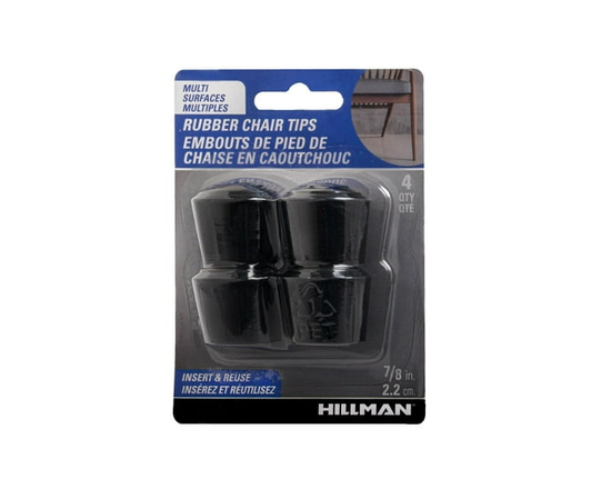 RUBBER CHAIR TIPS 7/8" BLACK 4PC - One Size