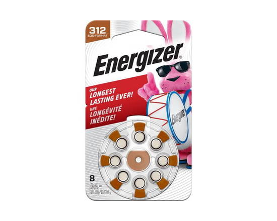 Energizer Ez Turn & Lock Size 312, 8-Pack, Brown