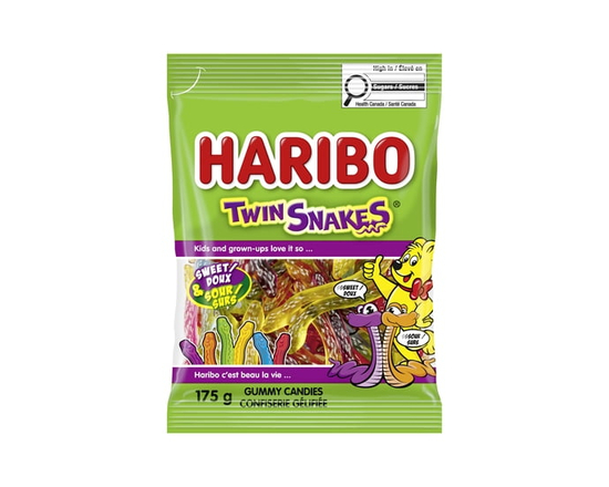 Haribo Twin Snakes Gummy Candy, No Artificial Colours - 175g