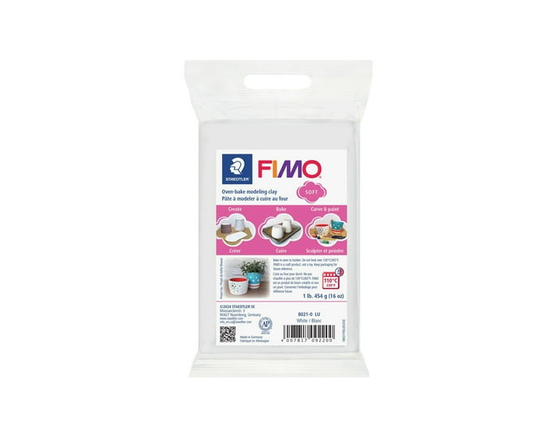 STAEDTLER FIMO Soft Polymer Clay - Oven Bake Clay for Modeling, 1 lb Block, White - 1 lbs