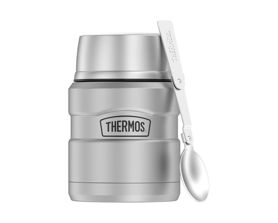 Thermos Vacuum Insulated Stainless Steel 16 oz Food Jar with Folding Spoon, Lavender (Silver)