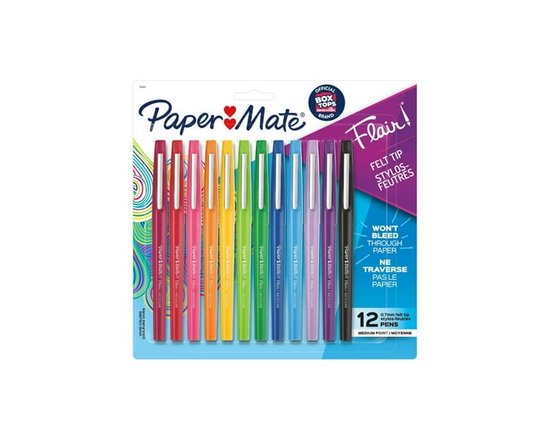 Stylos Flair de Paper Mate avec pointe en feutre, pointe moyenne (0,7 mm), couleurs assorties
