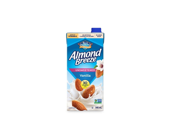 Blue Diamond Almond Breeze Unsweetened Vanilla Beverage - 946mL