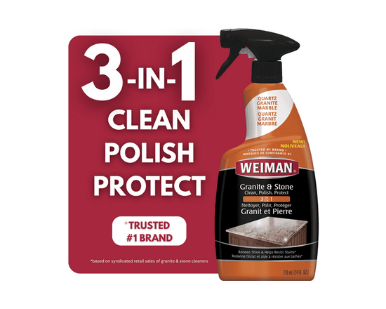 Weiman Vaporisateur 3-en-1 pour Granit Nettoyer, Polir et Protéger, Redonne l'Éclat, Résiste aux Taches, 710ml - 24 oz