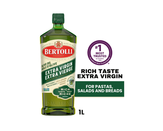 Bertolli Extra Virgin Olive Oil, Rich Taste – Cold Extracted, 100% Recycled Bottle, Canada’s Most Trusted Olive Oil Brand - 1L
