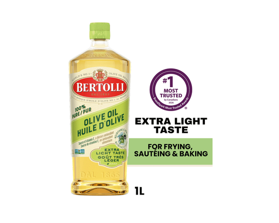 Bertolli Olive Oil, Extra Light Taste - Cold Extracted, 100% Recycled Bottle, Canada’s Most Trusted Olive Oil Brand - 1L