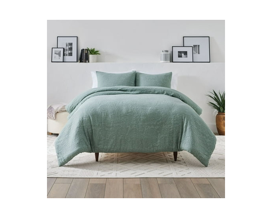 Better Homes & Gardens King Comforter Set, All-Season, 3-Piece, Green Stripe (Sage)