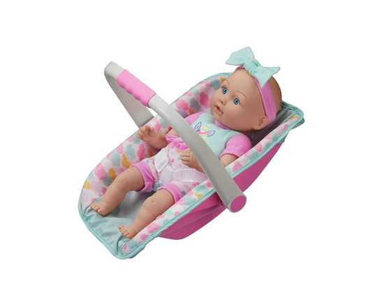 My Sweet Baby 13-inch Baby Doll with Carrier and Handle Play Set, Pink Theme