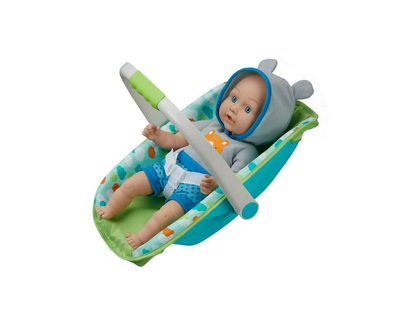 My Sweet Baby 13-inch Baby Doll with Carrier and Handle Play Set, 3 Pieces Included, Blue Theme