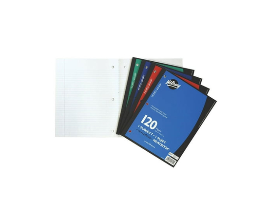 Hilroy® Neatbook, 1 Subject, 120 Page, 10-½ X 8, Assorted Colours, Wireless