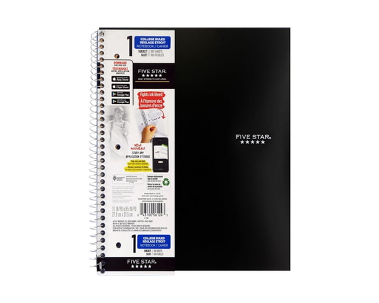 Five Star 1 Subject 200 Page Notebook