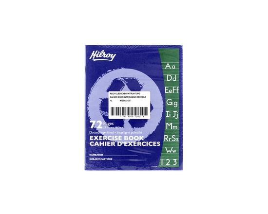 Hilroy Recycled Exercise Books, 72 Pages, Dotted Interline with Margin, 9-1/8 X 7-1/8