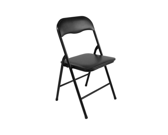 Enduro Black Padded Vinyl Folding Chair, 18 '' x 17.3'' x 30.7''