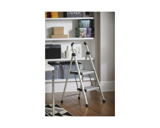 COSCO Lite Solutions 2 step Aluminum Step Stool (Aluminum and Black, 8ft 2in Max Reach)