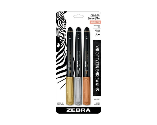 Zebra Metallic Brush, 3pack