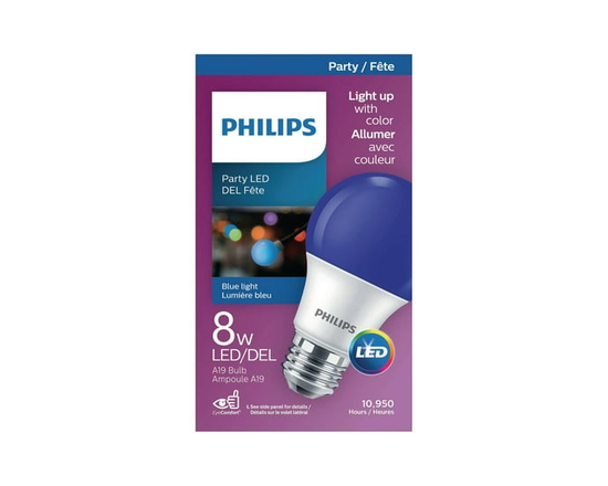 Philips LED A19 E26 8W A-Line Light Bulb, Blue