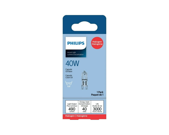 PHILIPS Ampoule halogène encapsulée T4 de 40W à culot G9 - G9