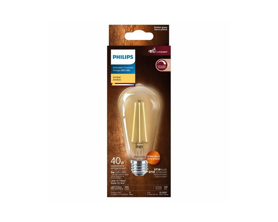 Ampoule Philips LED 5W 40W style vintage Edison (ST19), verre ambré