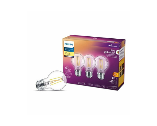 Philips Ultra Definition LED G16.5 E26 40W Equivalent Globe Light Bulb Dimmable Soft White (2700K) 3-Pack