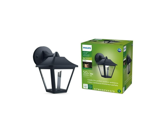 Philips Coach Outdoor Black Large Square Hardwired Wall Light Lantern Sconce With Integrated LED Bright White (3000K) (1-Pack) - 10
