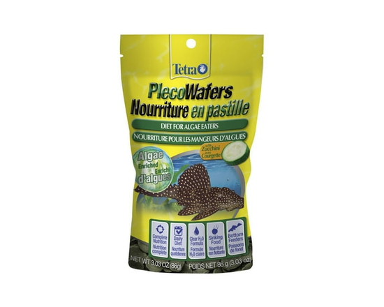 Tetra Pleco Wafers Fish Food with Zucchini for Algae Eaters - 10 oz