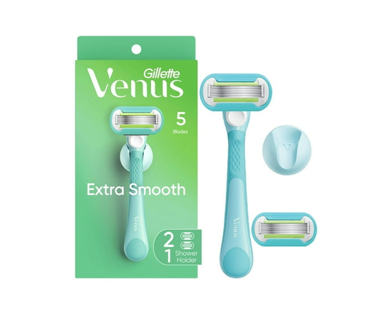 Venus Extra Smooth Women's Razor with Reusable Razor Handle, 2 Razor Blade Refills and Shower Holder