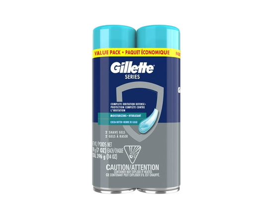 Gillette Series Moisturizing Shaving Gel for Men, Protects Against Shaving Irritation, Shave Gel with Cocoa Butter, Suitable for Sensitive Skin - 396
