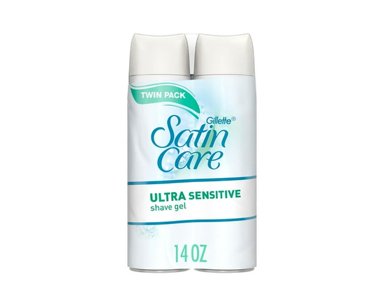Gillette Venus Satin Care Ultra Sensitive Skin Shave Gel, Shaving Cream for Women, Fragrance Free, Twin pack