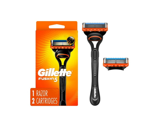 Gillette Fusion5 Rasoir pour Hommes, 1 Manche de Rasoir, 2 Cartouches de Lames, avec Bande Lubrifiante et Tondeuse de Précision pour Hommes