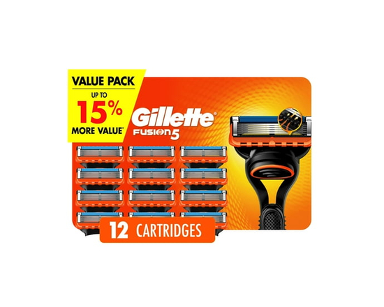 Gillette Fusion5 Razor Refills for Men Razor Cartridges, Lubrication Strip, Precision Trimmer for Men, 5-Blade Razor Blades for Close Shave 12ct