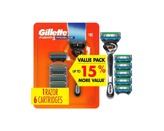 Gillette Fusion5 ProGlide Shaving Razor for Men, Razor Handle, 6 Razor Blade Refills, FlexBall Razor Handle and Precision Trimmer for Men