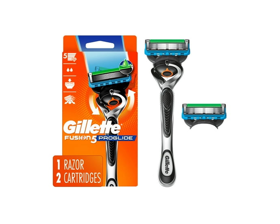Gillette Fusion5 ProGlide Rasoir pour Hommes, 1 Manche de Rasoir, 2 Cartouches de Lames de Rasoir, Manche de Rasoir FlexBall et Tondeuse de Précision 