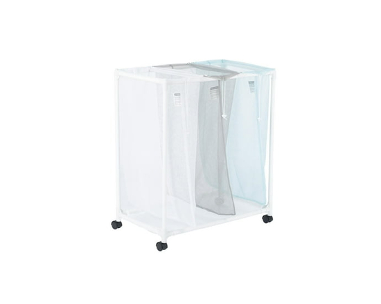 Trieur de linge en maille multicolore à 3 bacs Mainstays pour adulte, chariot à roulettes pour le rangement de la buanderie, 4 roues, sacs pour trier 