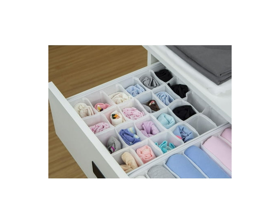 Mainstays 24 Compartment Drawer Organizer for Adult. Foldable Cabinet Closet Organizers and Storage Boxes for Storing Socks, Underwear, Ties - Regular